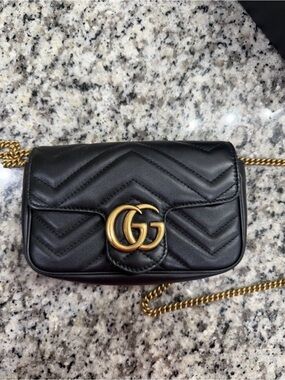 Gucci Camera Bag Gold toned- Black leather